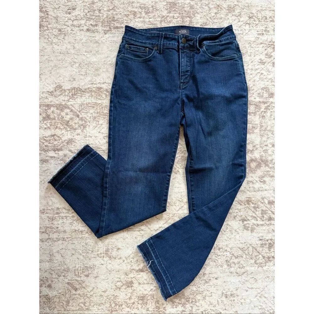 NYDJ Women's Lift x Tuck Released Hem Marilyn Ankle Denim Jeans Blue Size 6